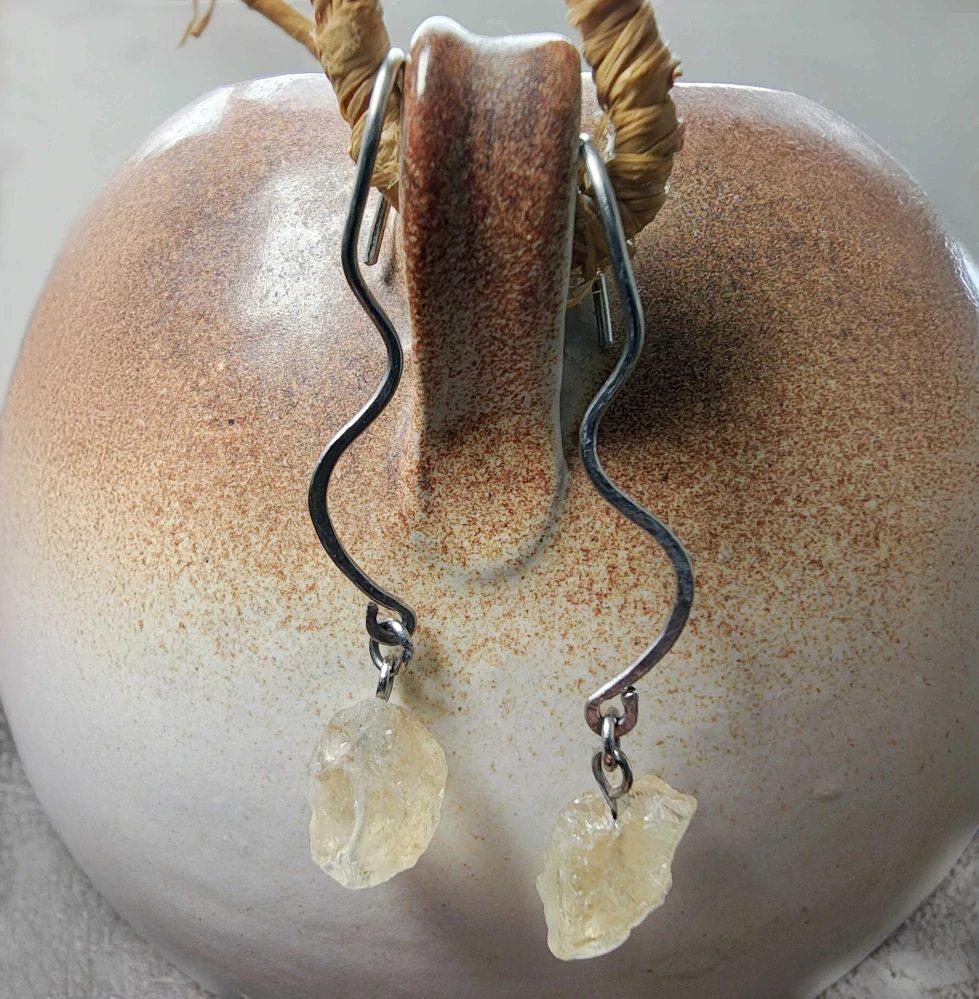 Náušnice Citrínky s vlnkou